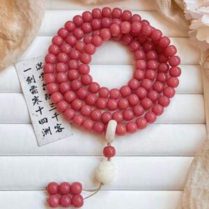 鸿运红菩提108颗手串莲花度母吊坠菩提根文玩配饰女国风